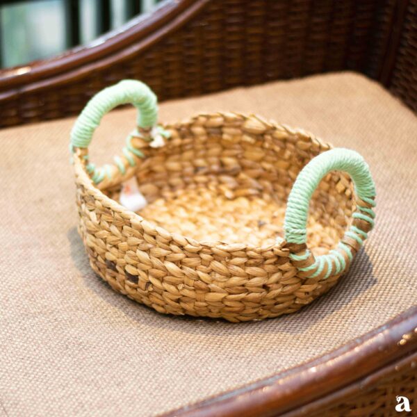 Haritah - Wicker Basket with Green Handle
