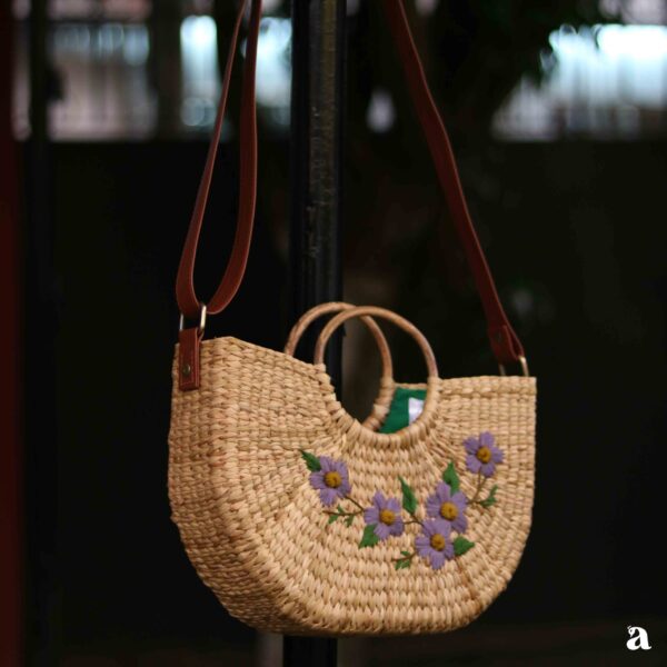 HANA - Kauna Grass Embroidered Handbag (with adjustable strap)